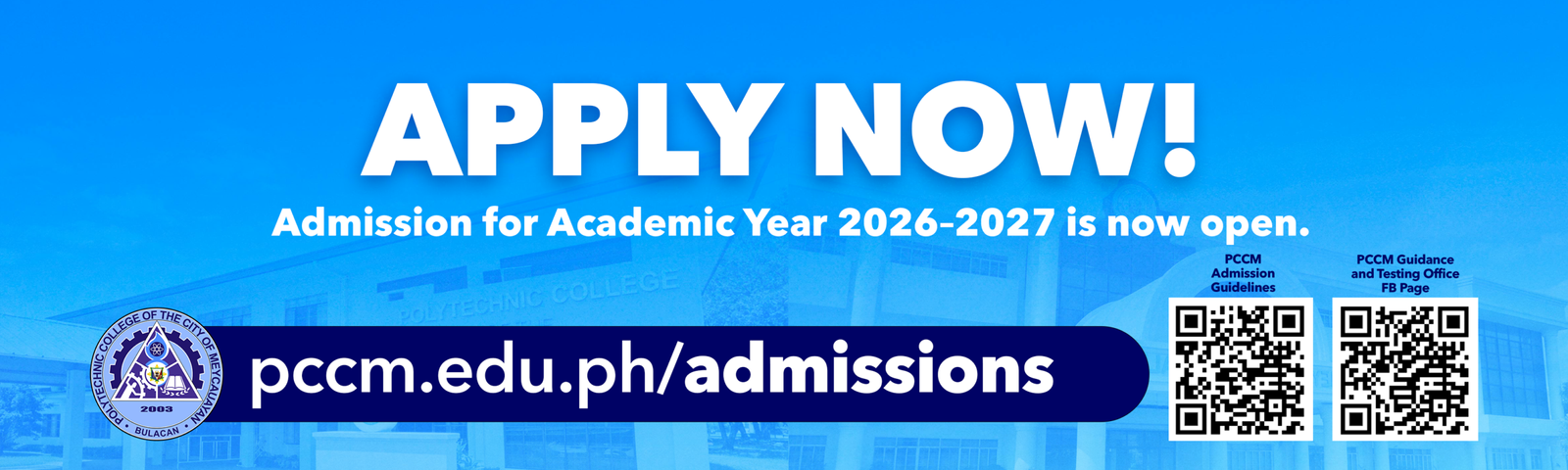 PCCM Admission Banner